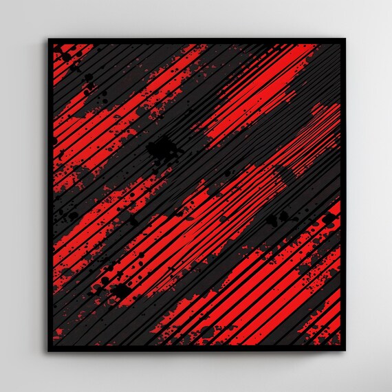 Red And Black Abstract Art Painting Modern Wall Decor Red And Black Abstract Artwork Ready To Hang Framed Print Luxury Gift