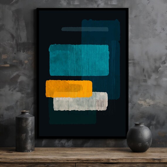 Modern Mark Rothko Abstract Painting Mark Rothko Artwor Teal And Yellow Wall Art Framed Home Decor Gift Idea