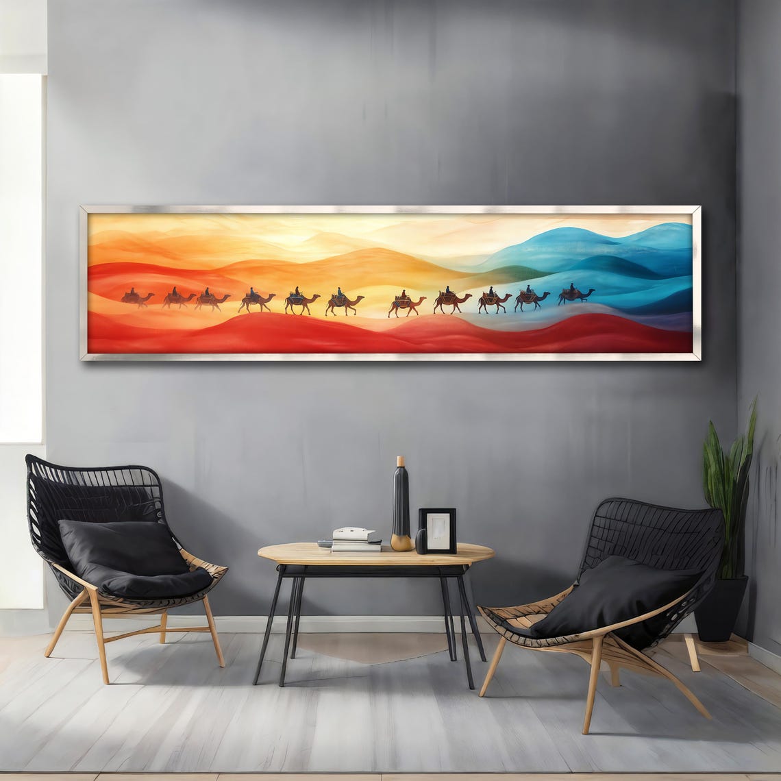 Camel Journey Painting Desert Caravan Wall Art Large Horizontal Decor For Living Room Camel Journey Unique Gift - Image 4