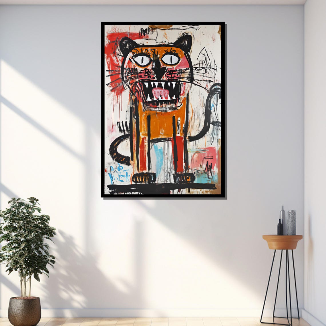 Basquiat Style Wild Cat Sharp Teeth Graffiti Expressionist Art Print - Image 4