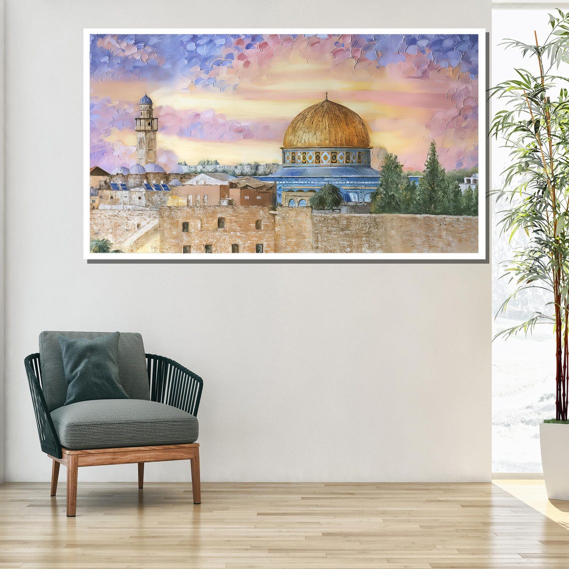 Peaceful Jerusalem Golden Dome Sunset Old City Islamic Wall Art Poster - Image 2
