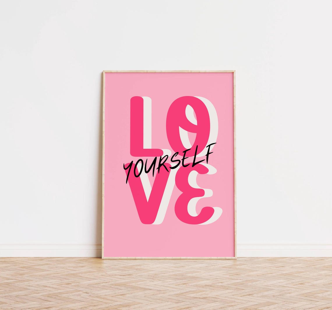 Love Yourself Bold Pink Typography Self Love Affirmation Wall Poster - Image 4