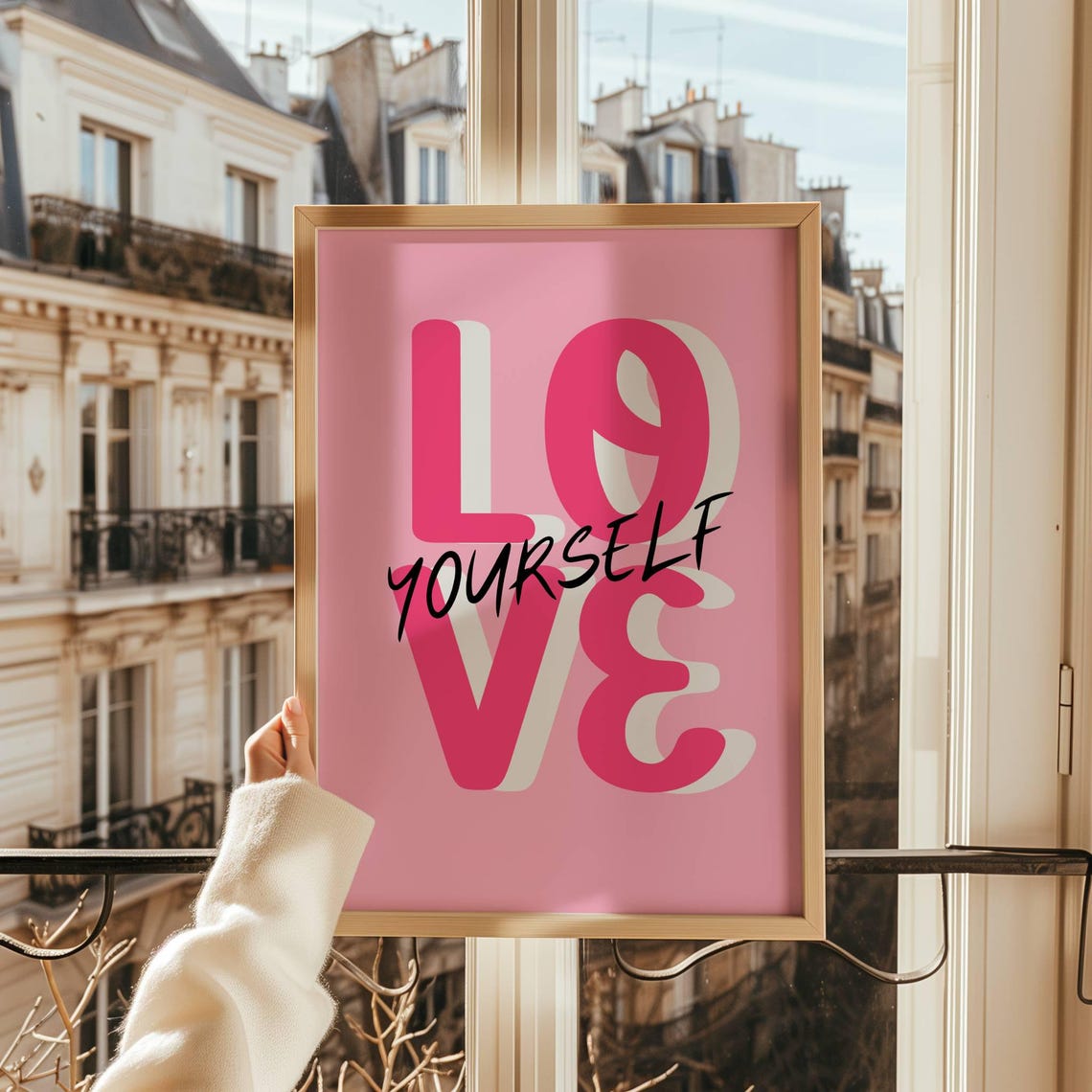 Love Yourself Bold Pink Typography Self Love Affirmation Wall Poster - Image 2