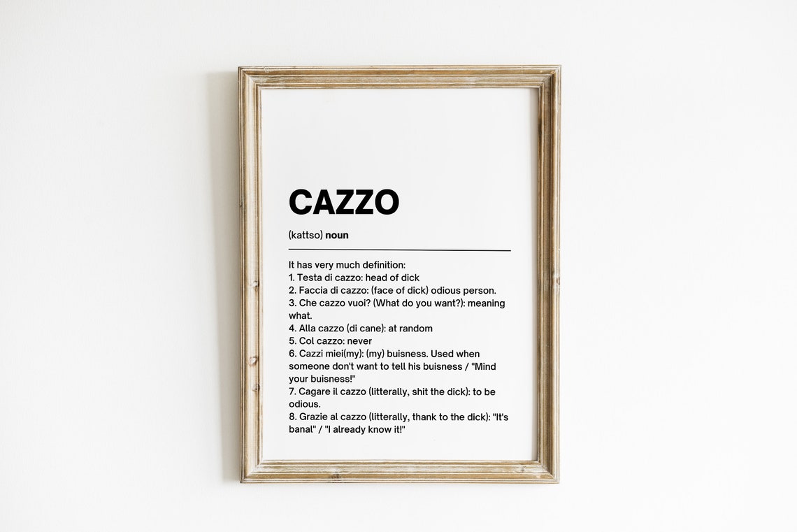 Cazzo Definition Italian Minimalist Wall Art Print