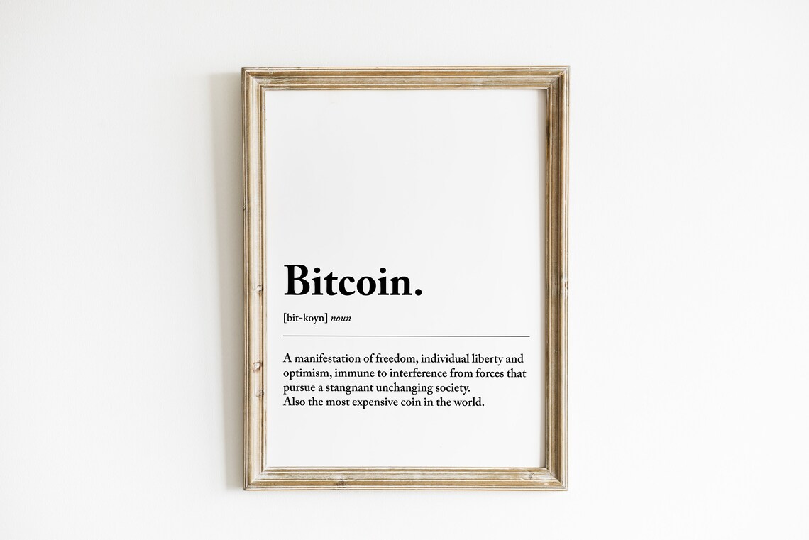 Bitcoin Definition Freedom Optimism Minimalist Crypto Wall Poster
