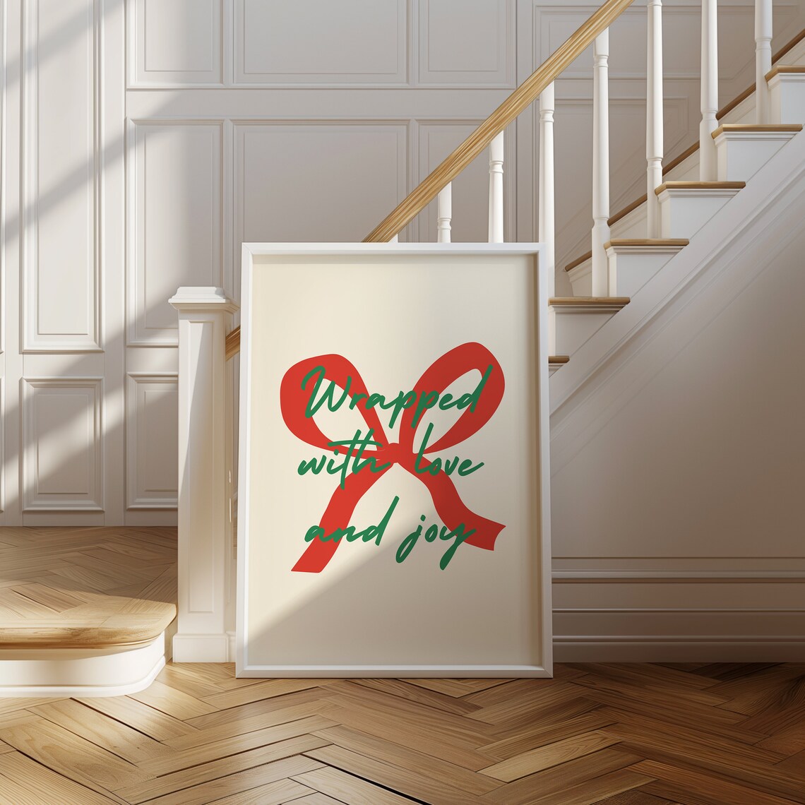 Wrapped With Love And Joy Christmas Typography Art - Image 2