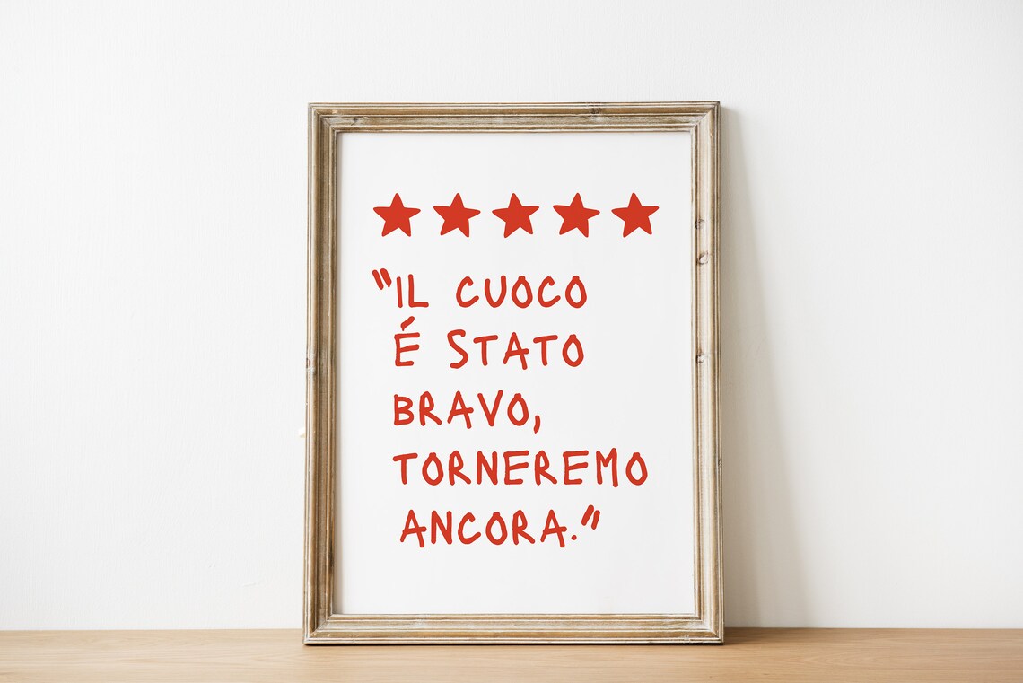 Italian Chef Funny Review Poster, Kitchen Decor