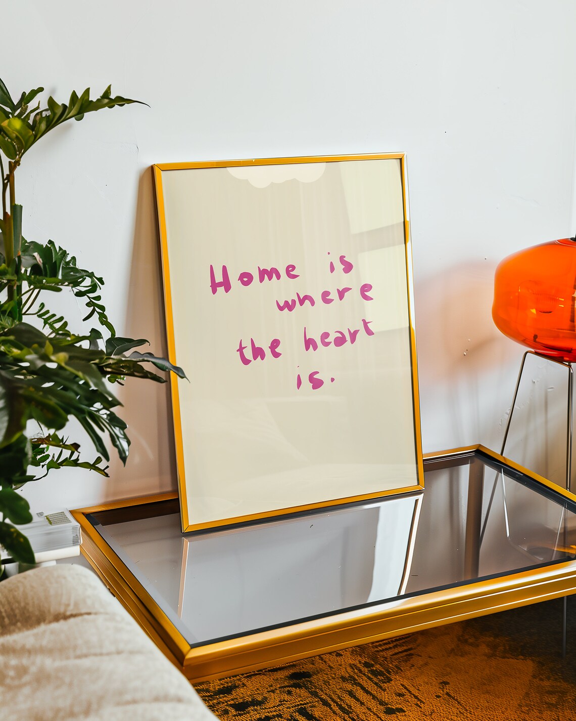 Sweet Home Is Where The Heart Is Pink Hand Lettered Quote Poster - Image 2