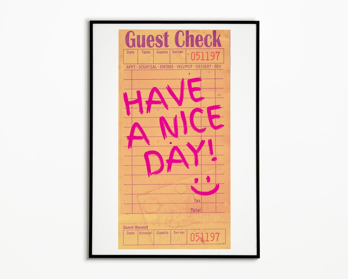 Have A Nice Day Vintage Guest Check Retro Bar Cart Wall Poster - Image 2