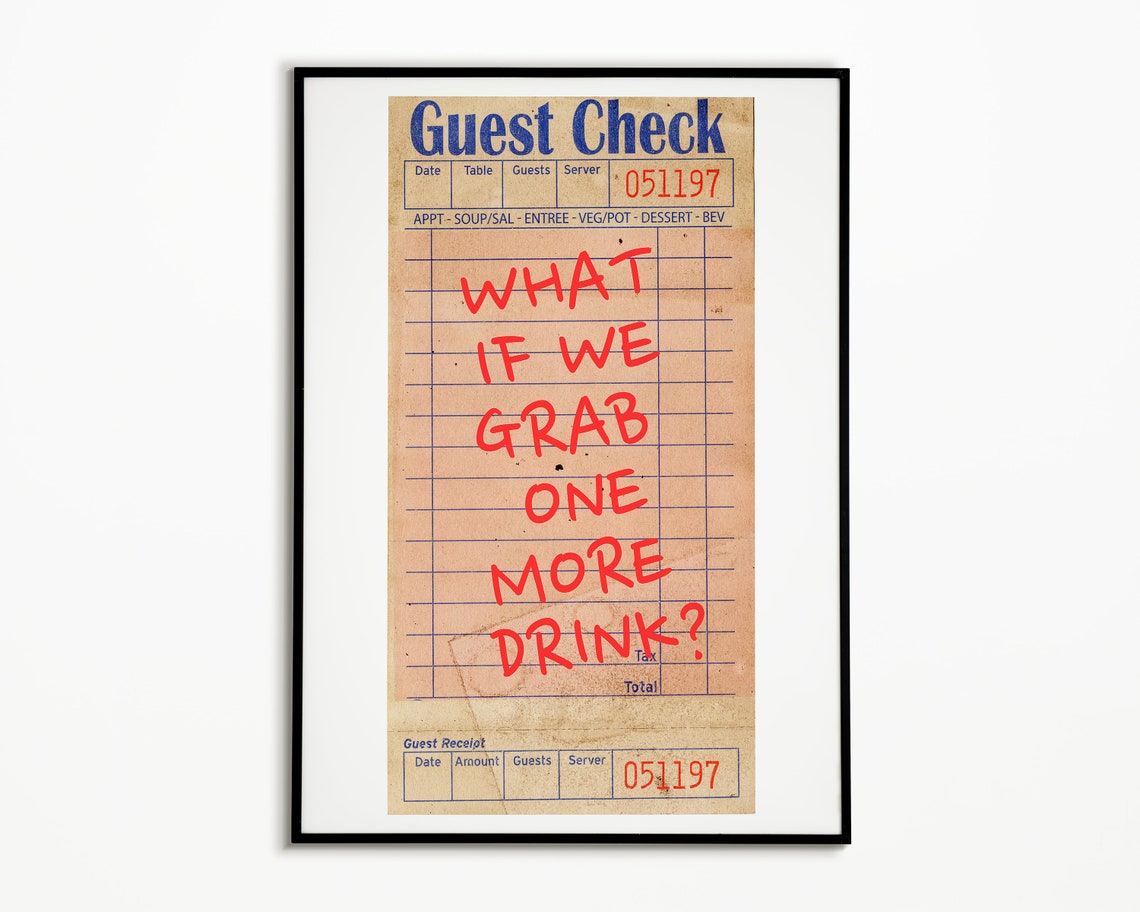 Guest Check Poster, Trendy Retro Bar Cart Art Print - Image 2