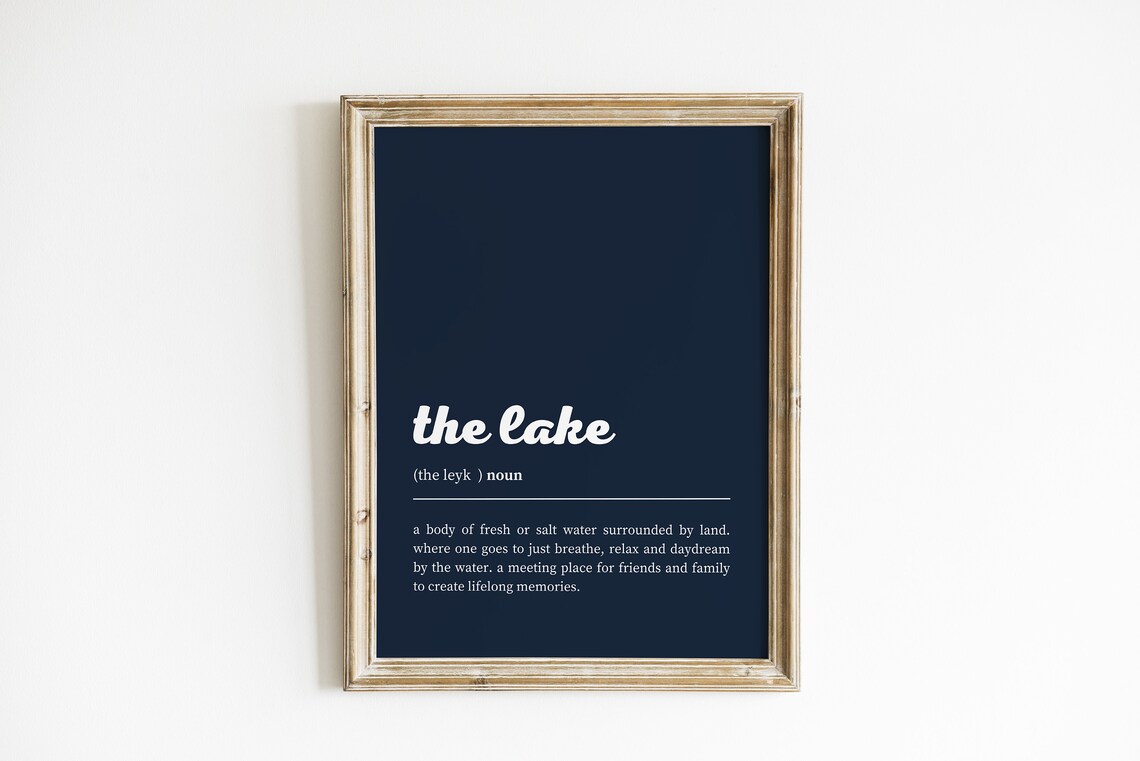 Lake Definition Art Print, Lake House Decor