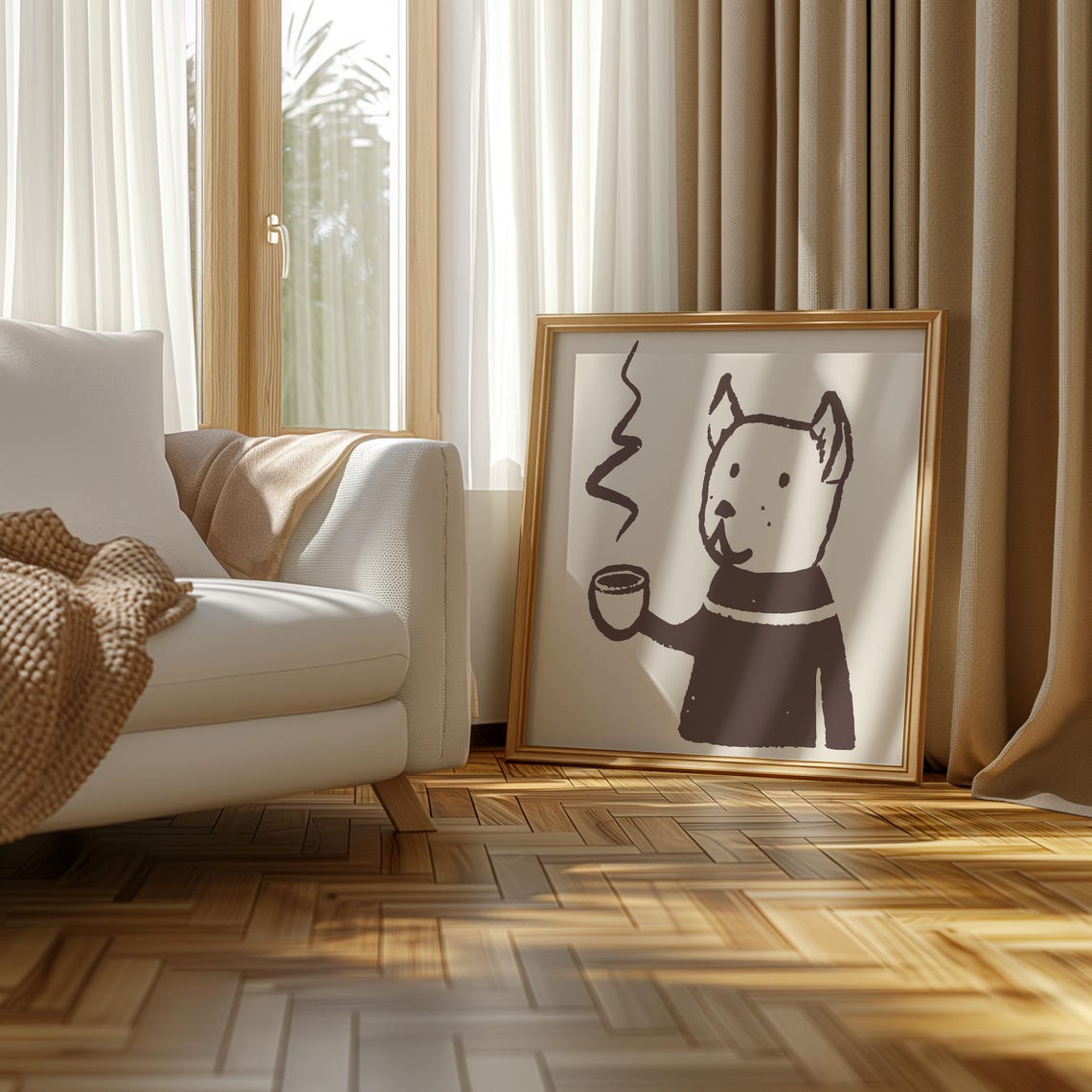 Coffee Dog, Minimalist Scandinavian Art Print - Image 2