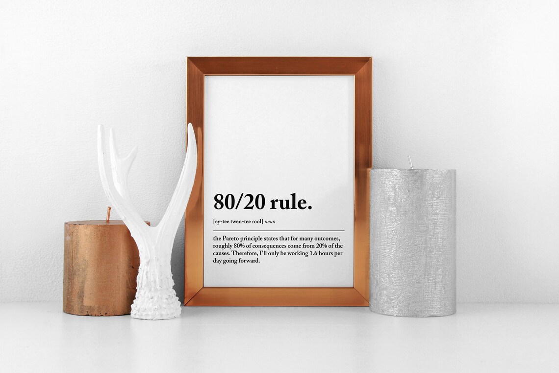 8020 Rule Definition, Funny Home Office Art Print - Image 2