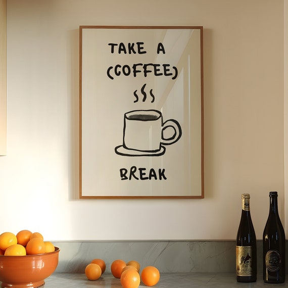 Retro Coffee Poster Coffee Break Print Trendy Coffee Bar Wall Art Coffee Coffee Corner Decor Funny Coffee Art Print