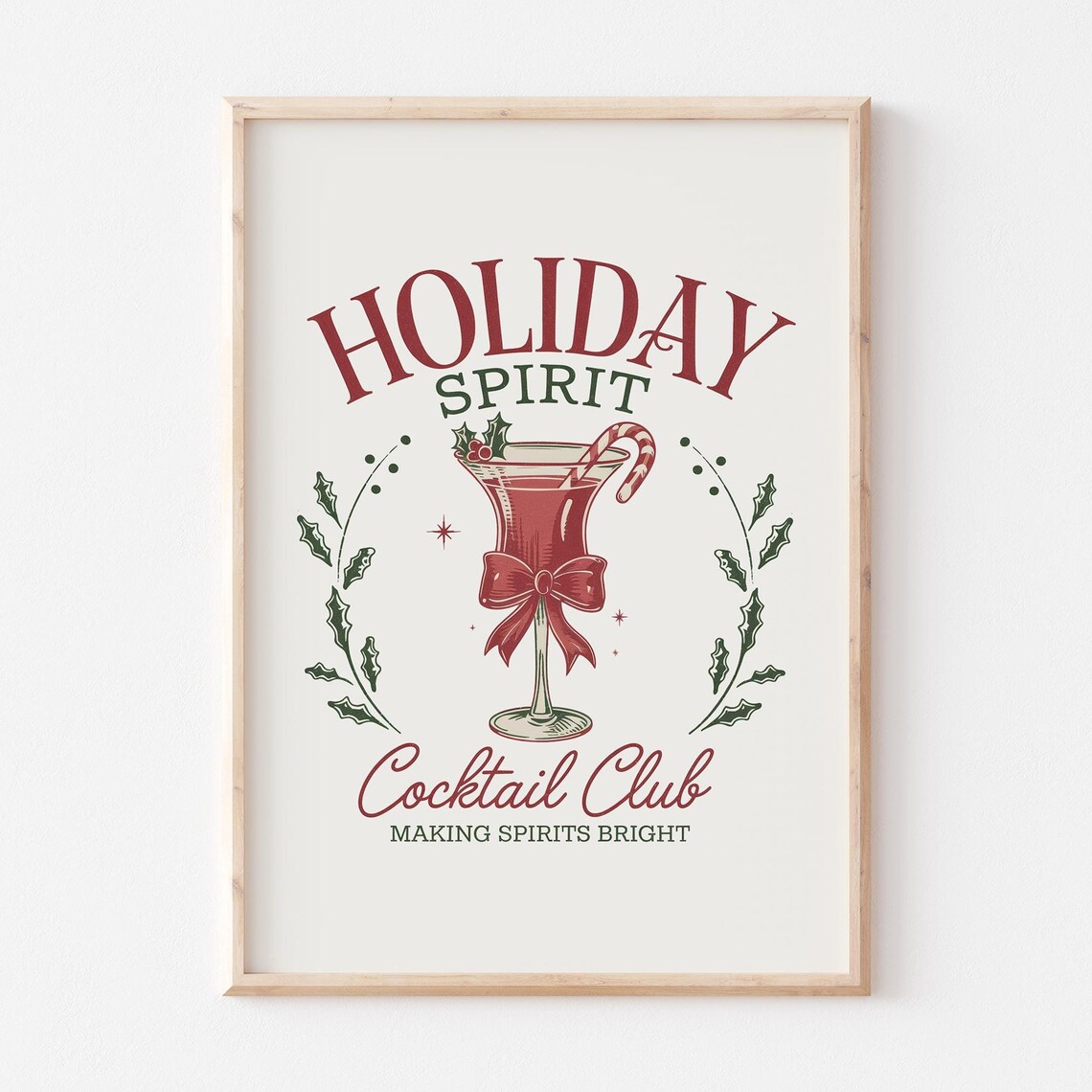 Holiday Spirit Cocktail Club Christmas Poster with Festive Martini - Image 4