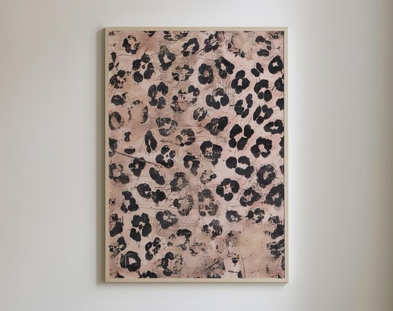 Blush Pink Leopard Pattern Textured Abstract Decor Art Poster