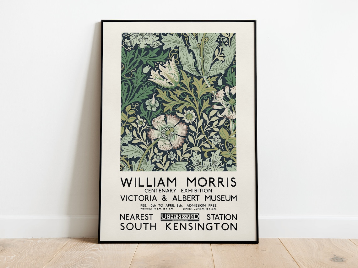 William Morris Exhibition Poster, Art Nouveau Wall Art Print
