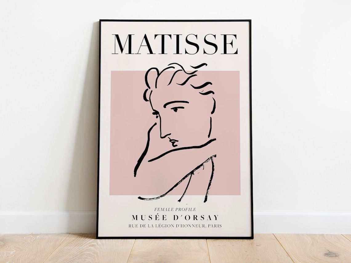 Matisse Female Profile Vintage Line Art Poster