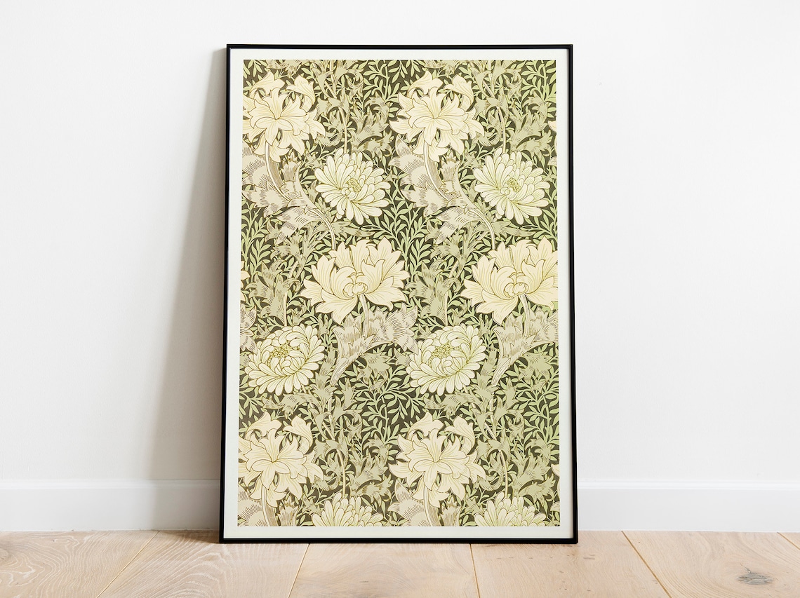 William Morris Chrysanthemum Pattern, Art Nouveau Poster