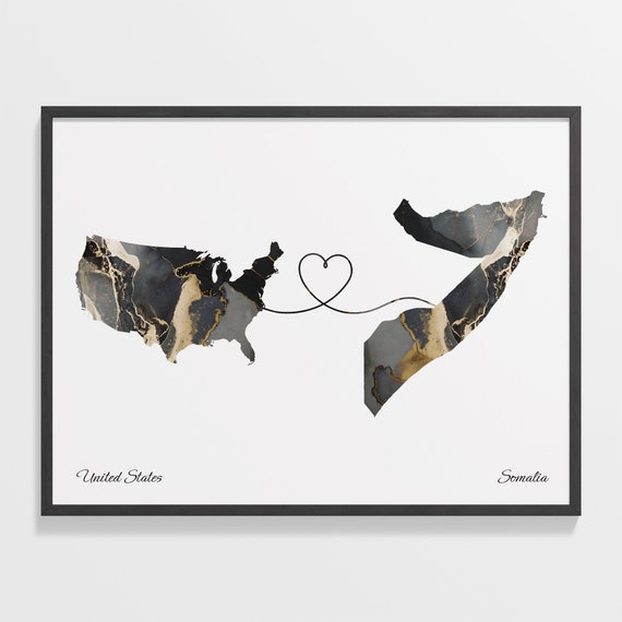 USA to Somalia Map Poster, Adventure Awaits