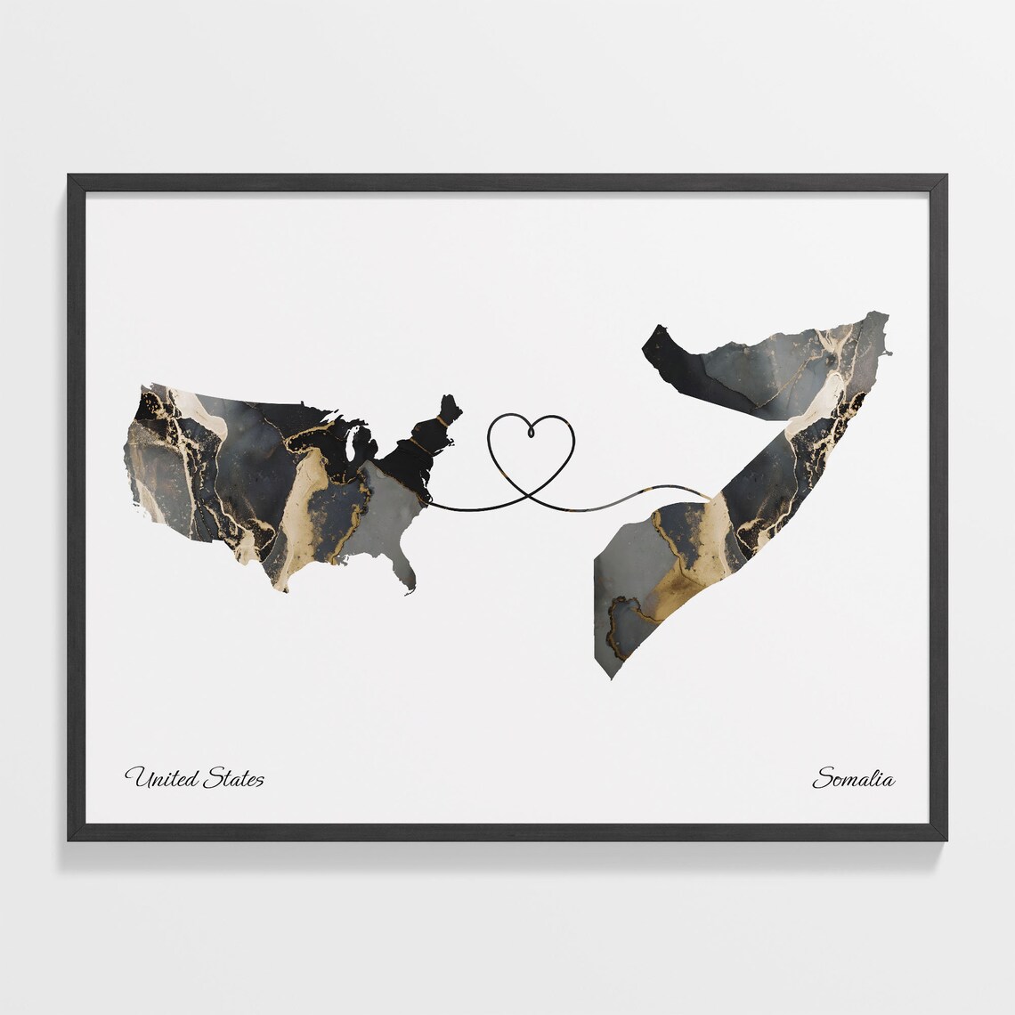 USA to Somalia Map Poster, Adventure Awaits