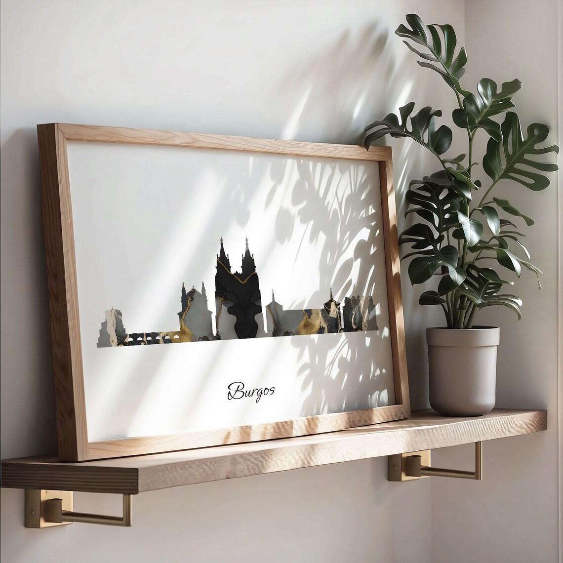 Burgos Black Gold Marble Skyline Spain Cityscape Travel Gift Poster - Image 3