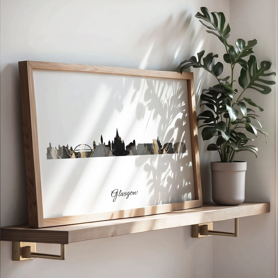 Glasgow Luxury Black Gold Marble City Skyline Silhouette Poster - Image 3