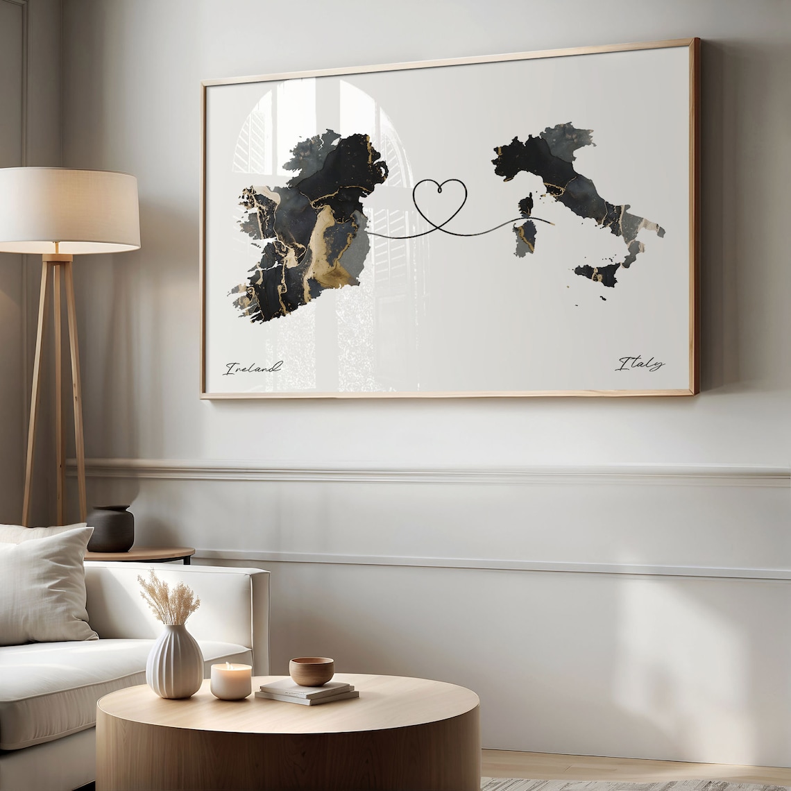 Ireland to Italy Map Poster, Travel Art Print - Image 2
