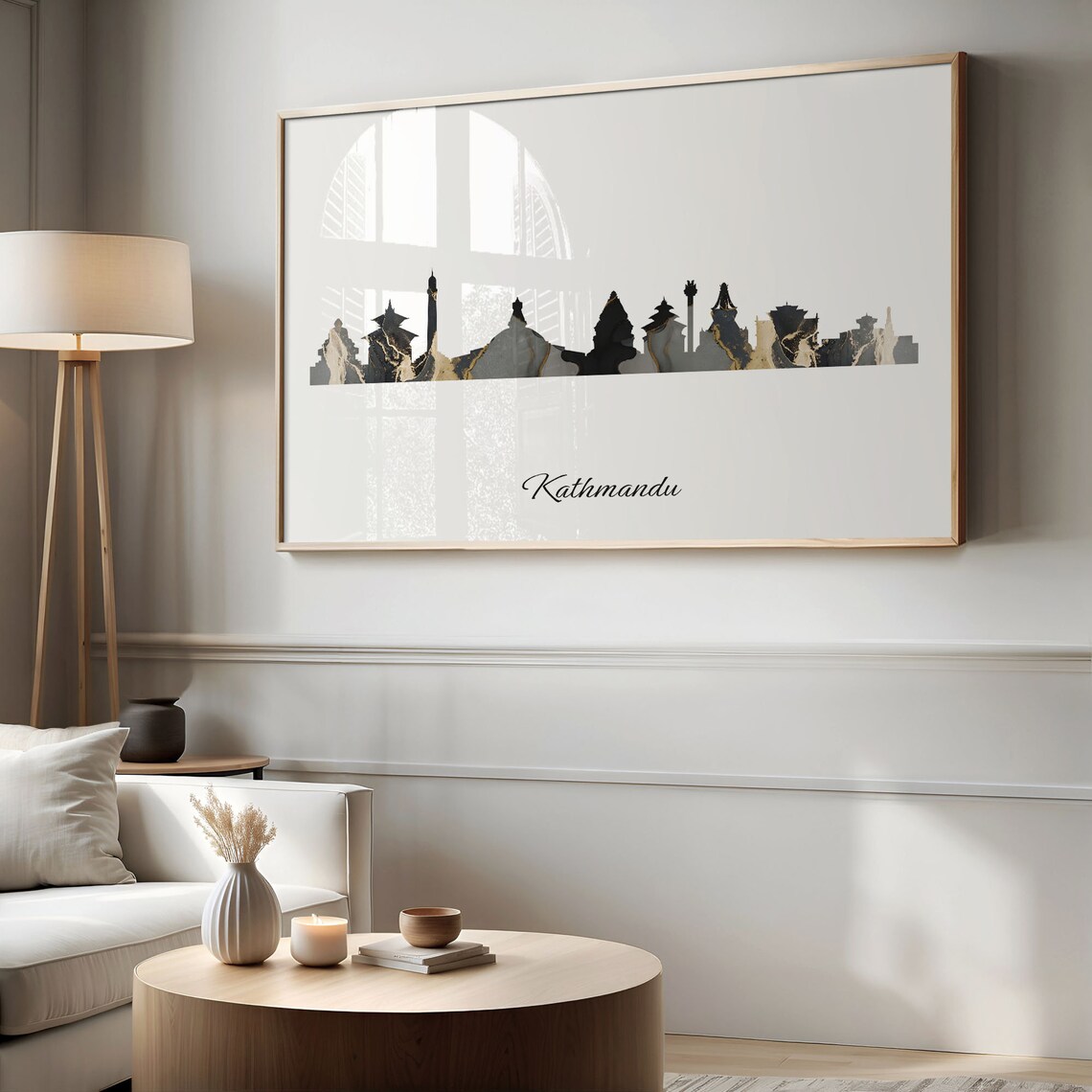 Kathmandu Skyline Print, Marble Cityscape Poster - Image 2