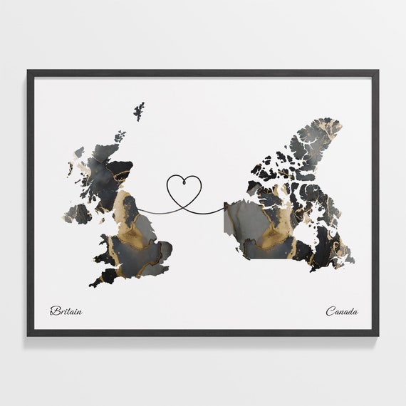 Britain To Canada Map Poster, UK Wall Art