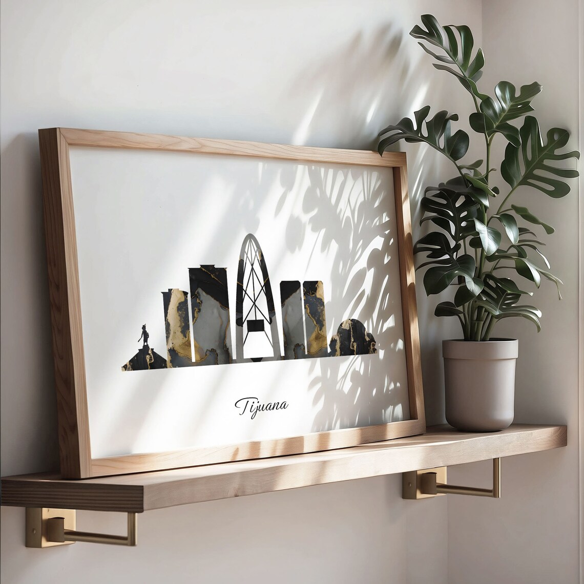 Marble Cityscape Tijuana Skyline Mexico Black Gold Elegant Art Poster - Image 3