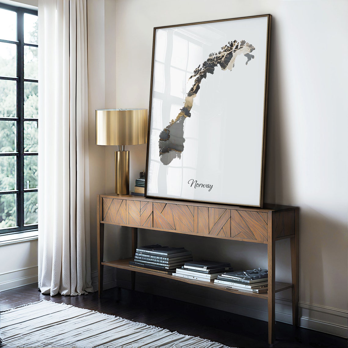 Norway Black And Gold Marble Map Minimalist Elegant Art Poster - Image 4