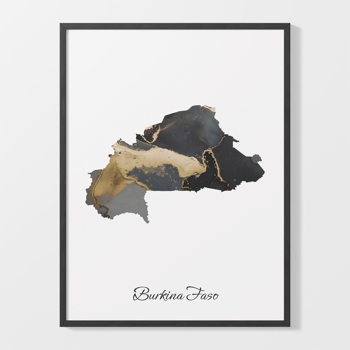 Burkina Faso Map Art Print, Elegant Country Artwork