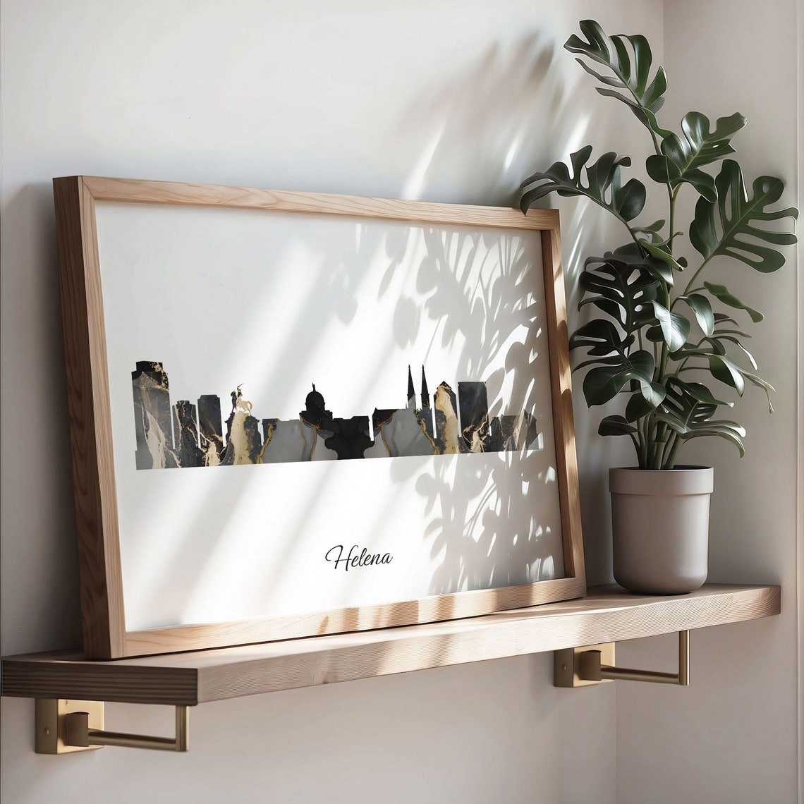 Helena Black Marble Skyline Silhouette Poster Modern Cityscape Art - Image 3