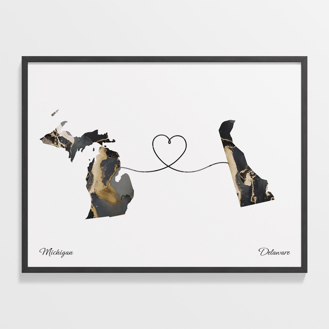 Michigan To Delaware Travel Map Poster Art Print