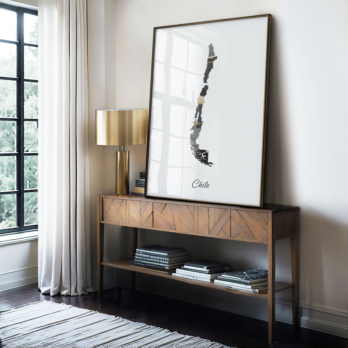 Chile Black and Gold Marble Silhouette Country Map Art Poster - Image 4