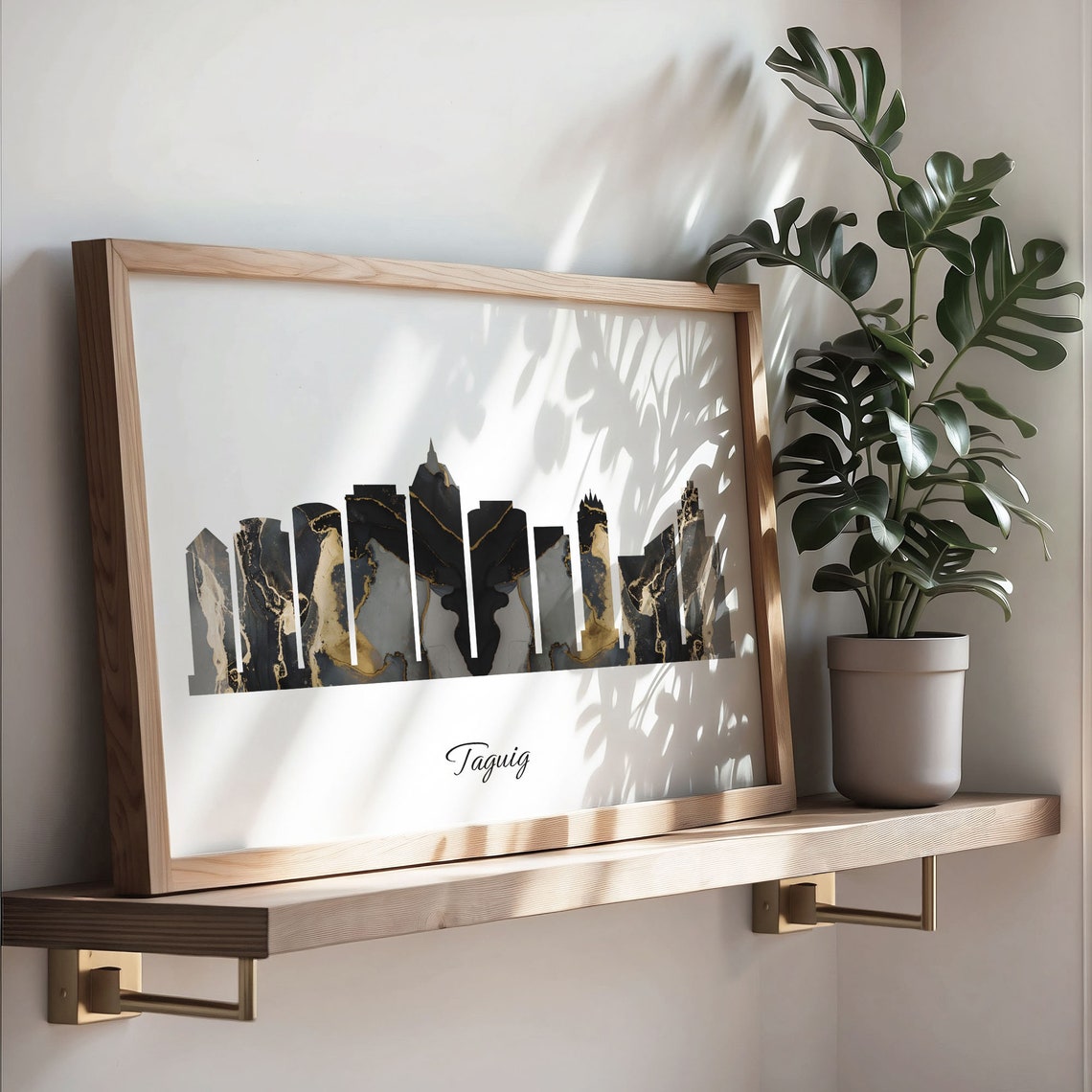 Taguig Black Marble Skyline Silhouette Poster Modern Cityscape Art - Image 3