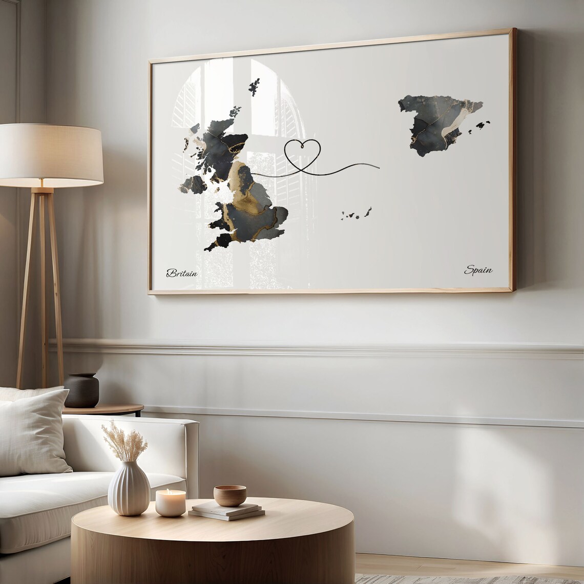 Britain to Spain Map Art Print, Long Distance Travel - Image 2