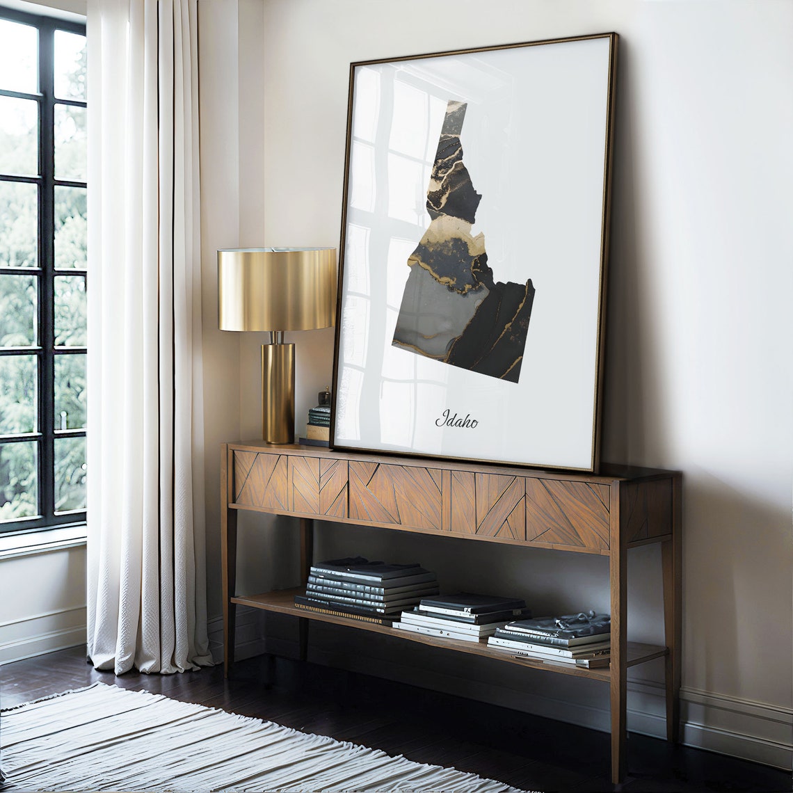 Idaho Black And Gold Marble Map Minimalist Elegant Art Poster - Image 4