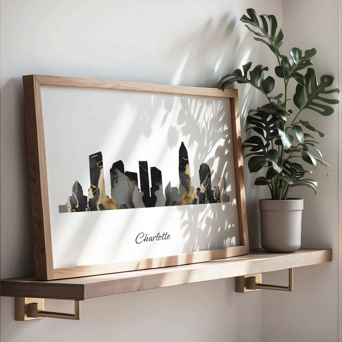 Charlotte Skyline Print, Marble Cityscape Poster - Image 3
