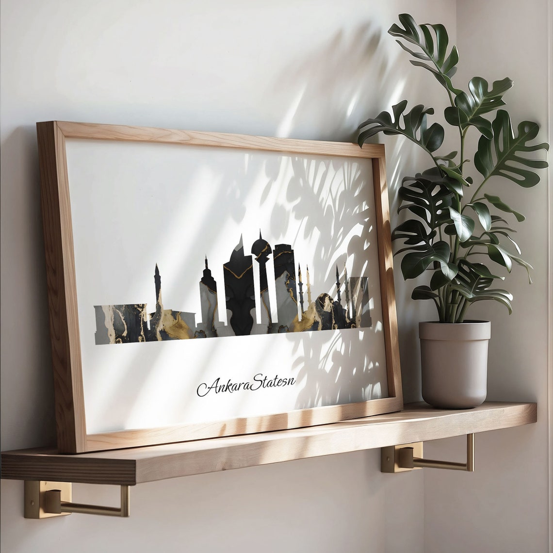 Ankara Turkey Black Gold Marble Skyline Silhouette City Print - Image 3