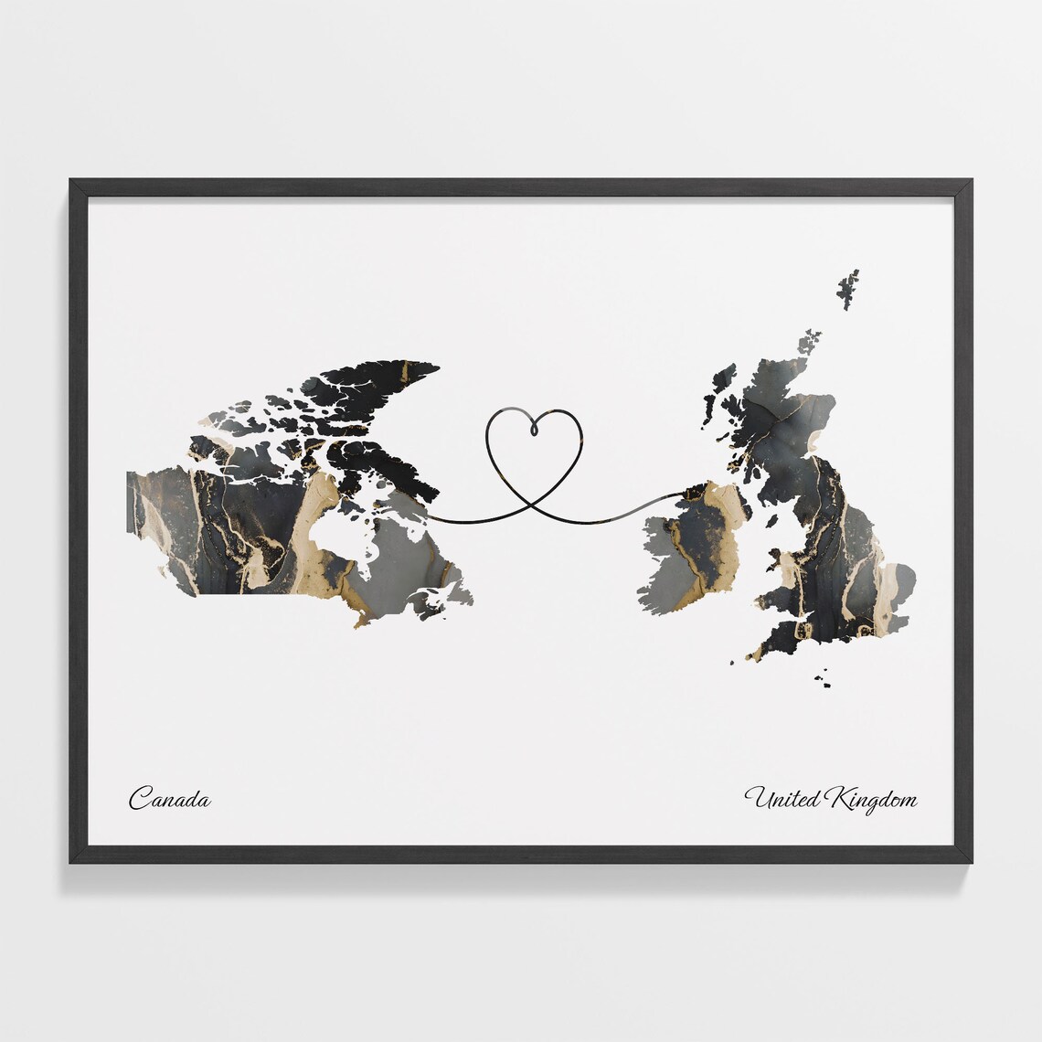 Canada to United Kingdom Map Travel Art Print