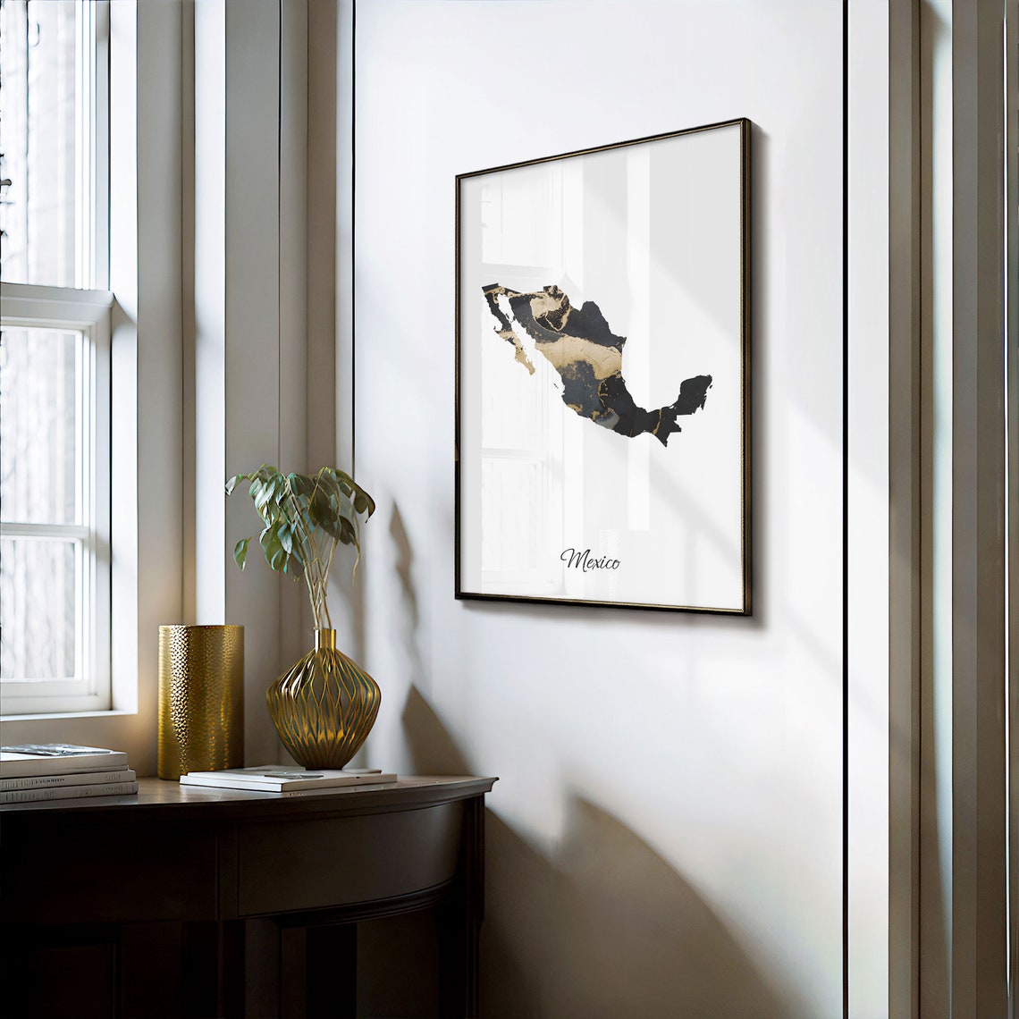 Mexico Black Gold Marble Country Map Minimalist Elegant Poster - Image 3