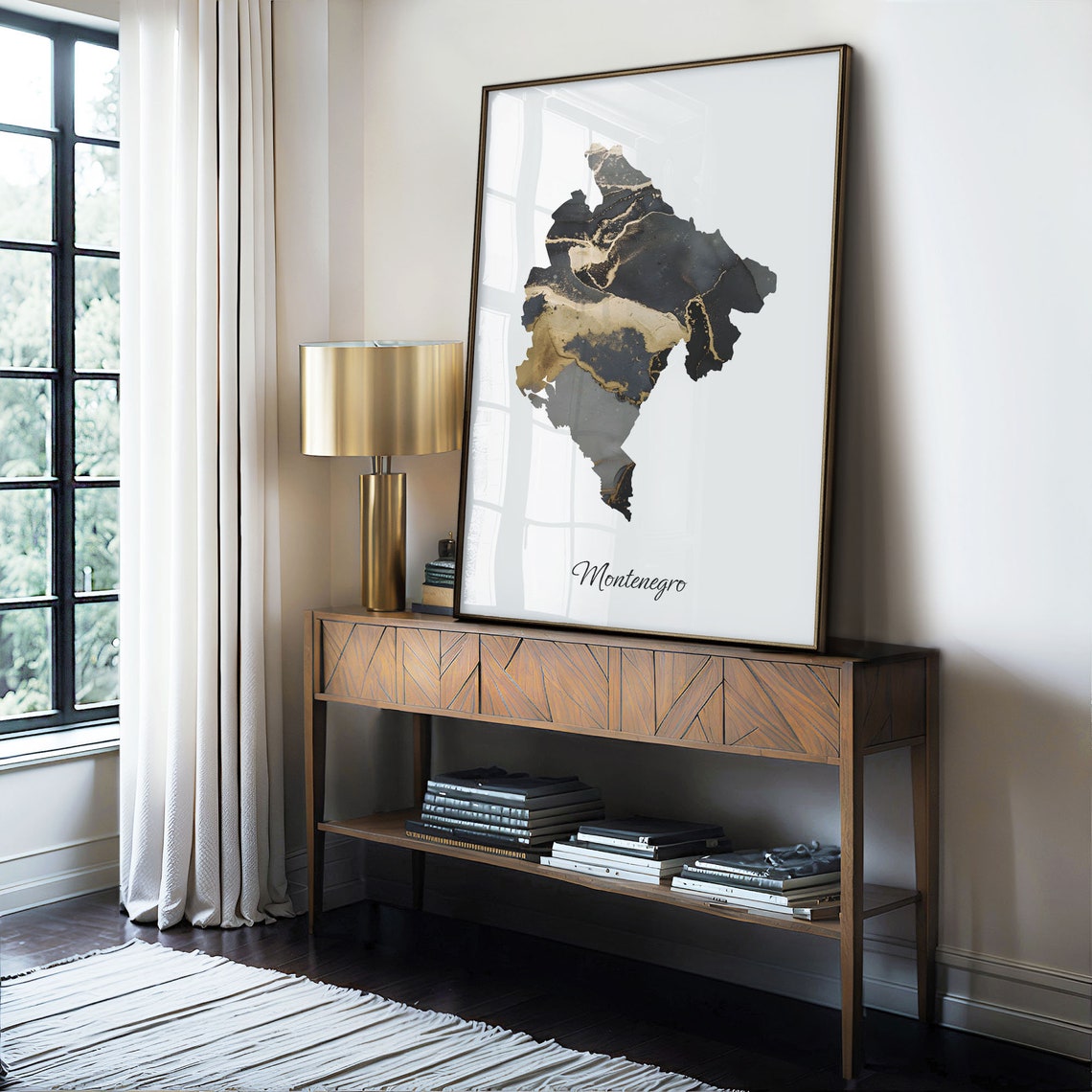Montenegro Stylish Black And Gold Marble Map Luxury Decor Art Poster - Image 4