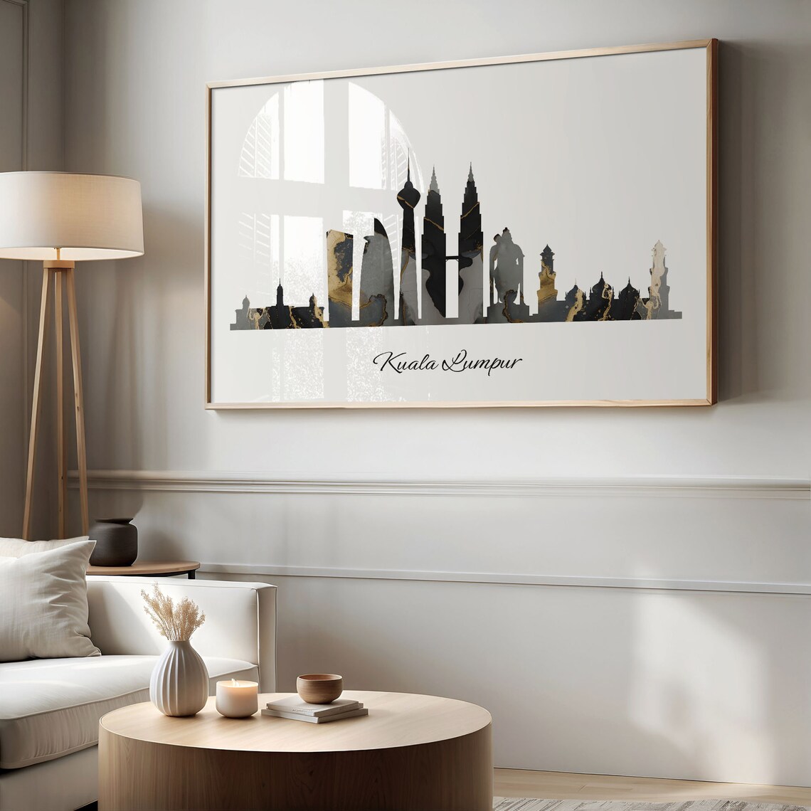 Kuala Lumpur Skyline Black Gold Marble Cityscape Malaysia Travel Decor Poster - Image 2
