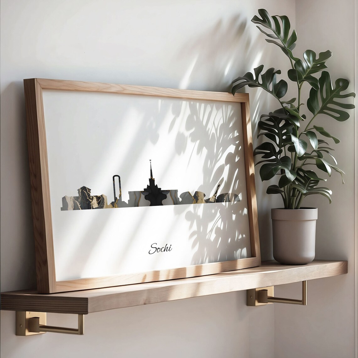 Sochi Russia Black Gold Marble Skyline Silhouette Art Poster - Image 3