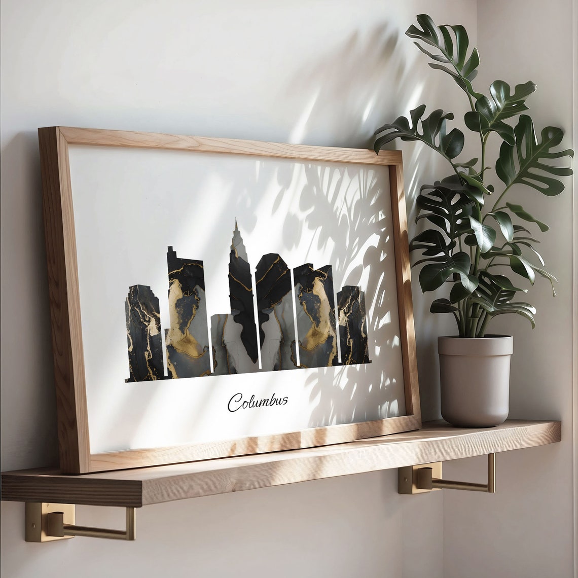 Columbus Black Gold Marble Skyline Silhouette Cityscape Poster - Image 3