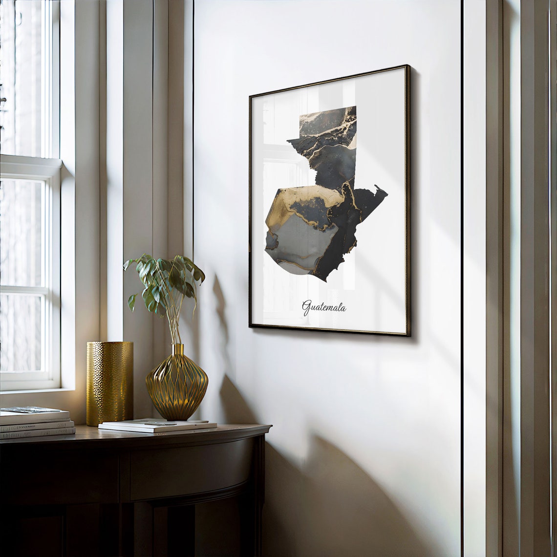Guatemala Black and Gold Marble Country Map Elegant Decor Poster - Image 3