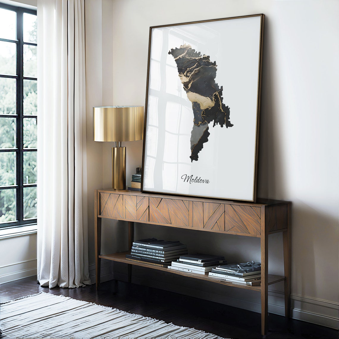 Moldova Elegant Black Gold Marble Country Map Home Decor Art Poster - Image 4