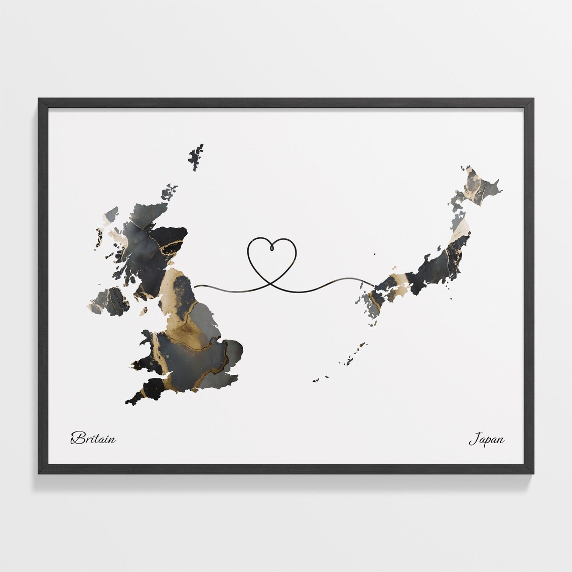 Britain to Japan Two-Country Map Travel Poster